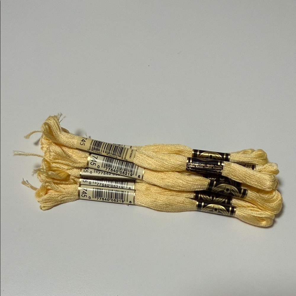 9 DMC (color 745) Yellow Embroidery Floss Skeins